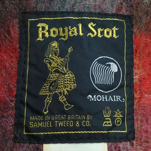 ROYAL SCOT  イギリス製 チェック柄 モヘア混ウール シャギーマフラー レディース